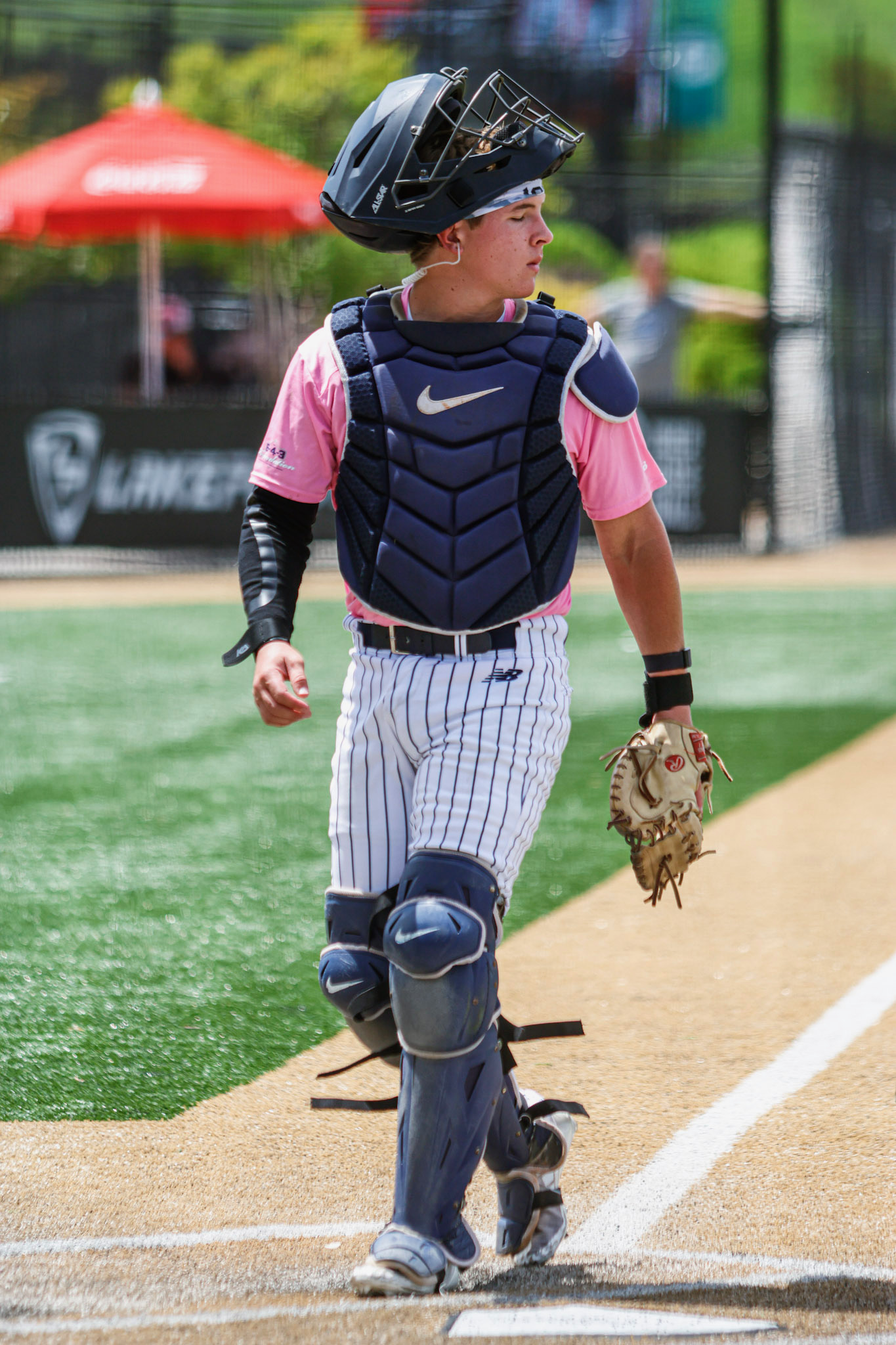 Andrew in catcher's gear